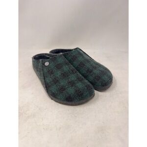 Birkenstock‎ Green Black Plaid Zermatt Shearling Clog Slippers men 10/43